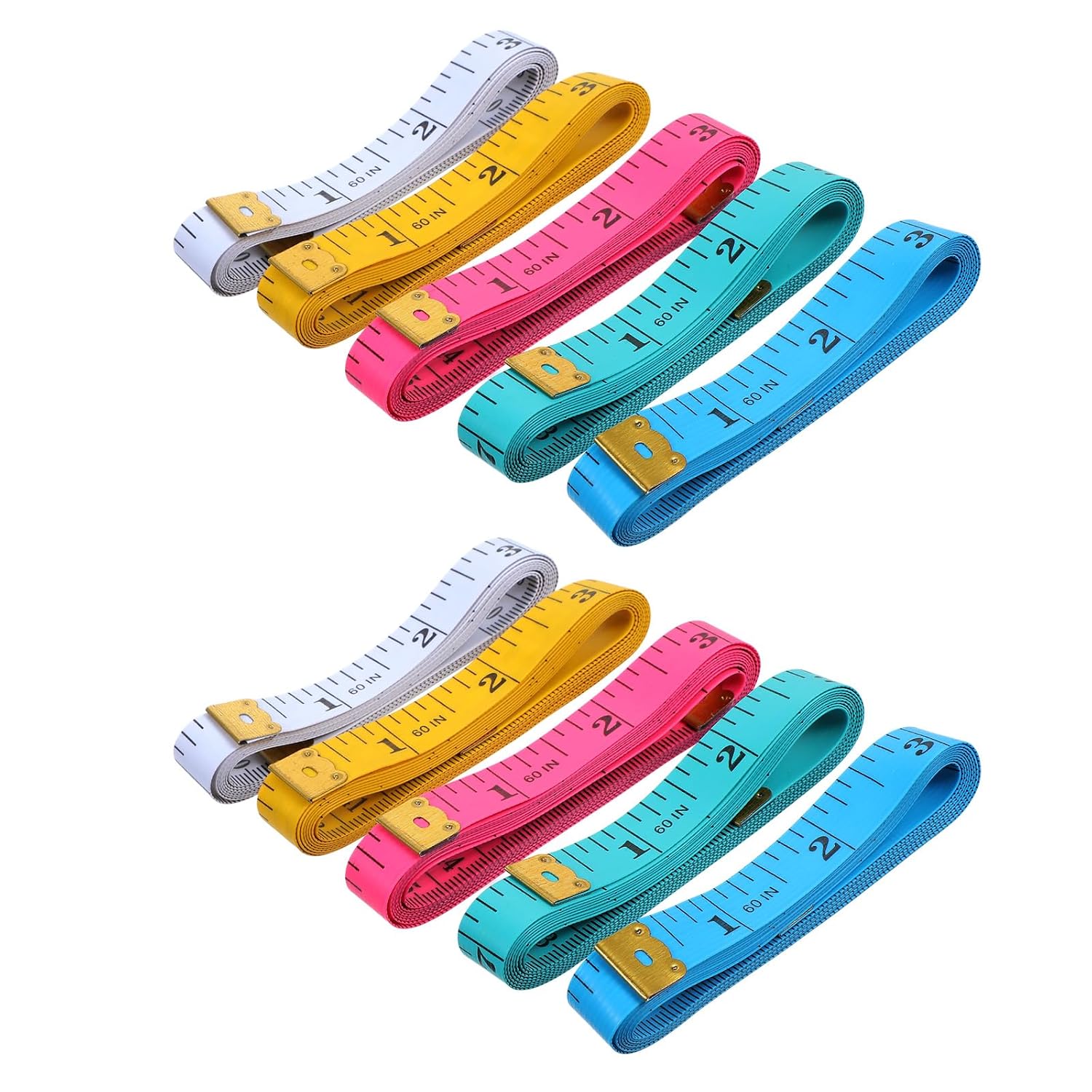 10 Pack Soft Tailor Tape,5-Color,Double-Sided Scale: 60" / 150CM | Soft Cloth Measuring Tape for Sewing,Flexible Measuring Tape for Body,Tailoring Sewing and Bodys Measurements