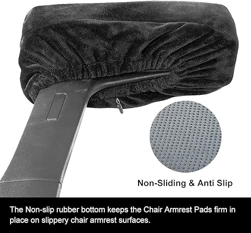 Miniatura 5 de baibu Almohadillas ergonómicas de espuma viscoelástica para silla de oficina, cómodas almohadillas negras para reposabrazos de juegos para codos y