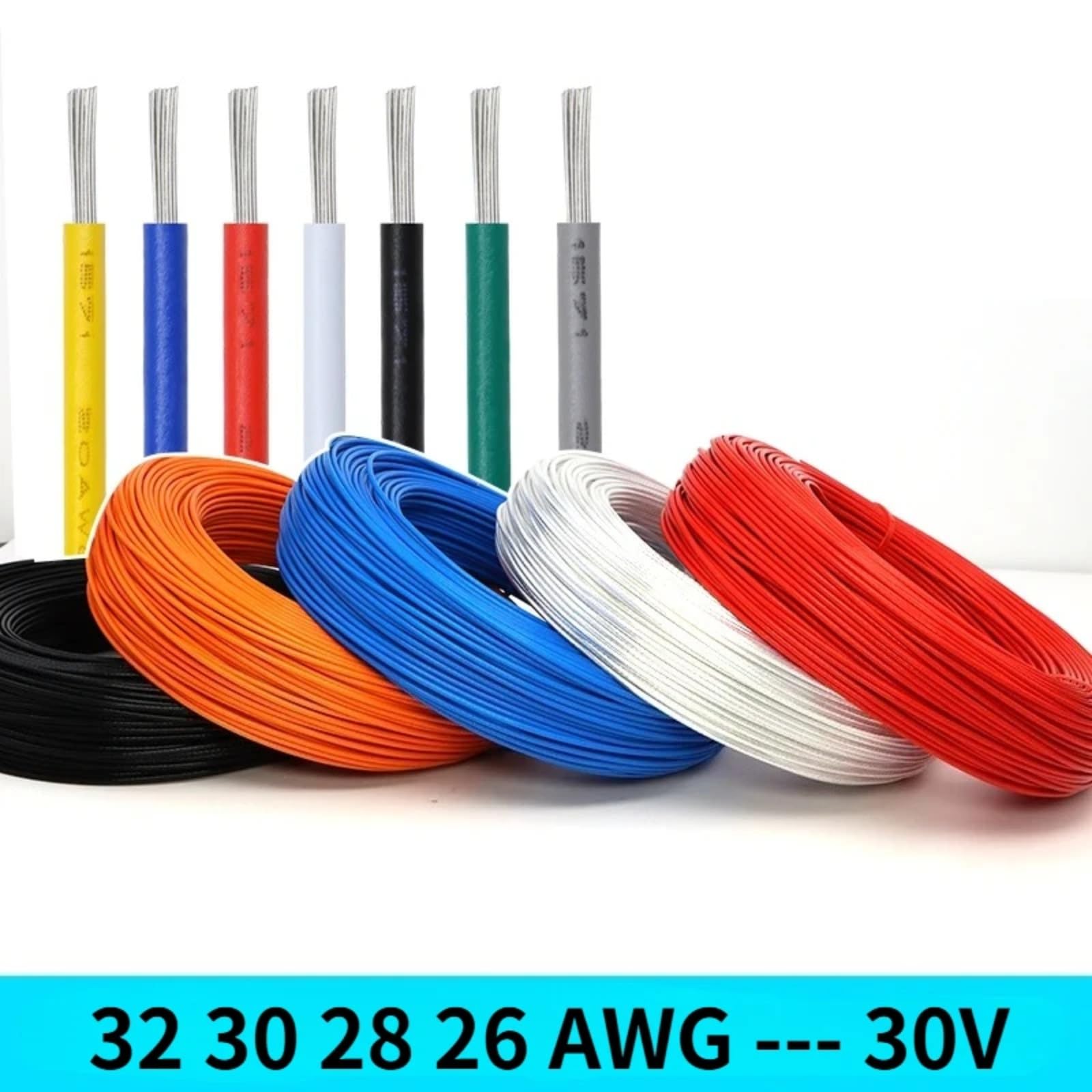5M-200M UL1571 Kable elektroniczne 32 30 28 26 AWG miękki PVC (szary, 20 m, 28 AWG)