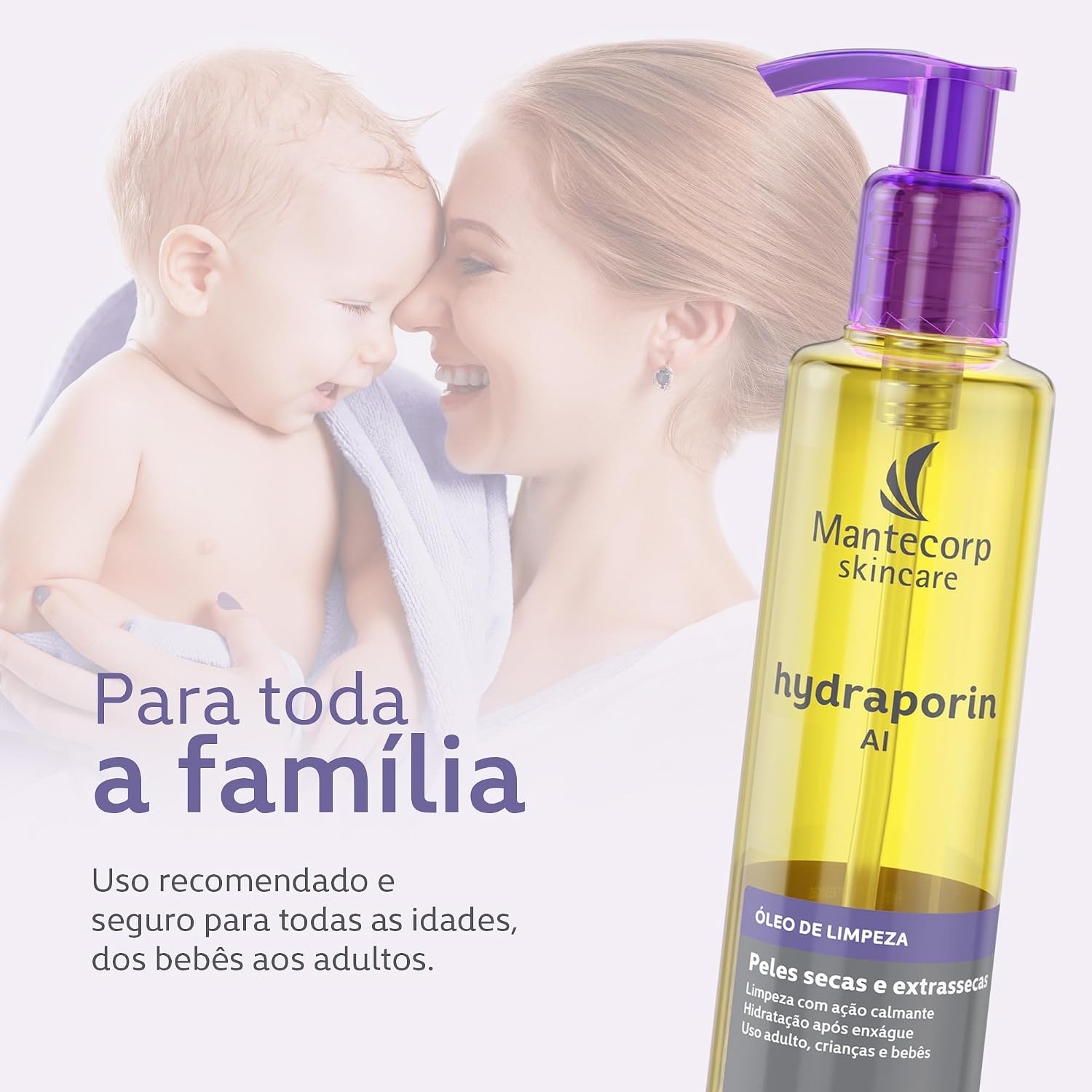 MANTECORP - Óleo de Limpeza Hydraporin AI - Limpa e Hidrata a Pele, Hidratação Intensa para Peles Secas e Sensíveis, Ação Calmante - 190ml MANTECORP - Óleo de Limpeza Hydraporin AI - Limpa e Hidrata a Pele, Hidratação Intensa para Peles Secas e Sensíveis, Ação Calmante - 190ml