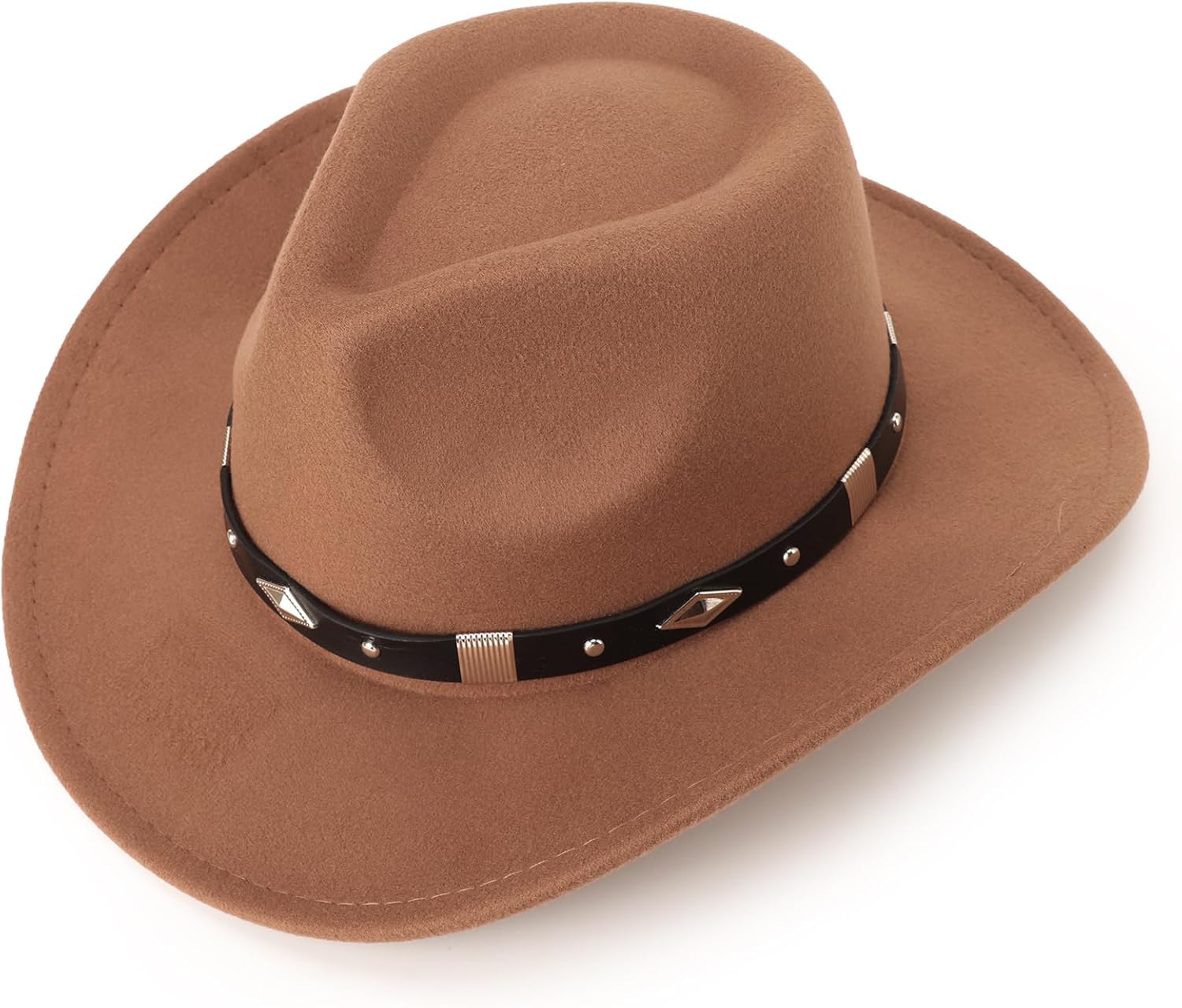 DRESHOW Classic Western Felt Cowboy Cowgirl Hat for Women Men Outdoor Wide Brim Belt Buckle Panama Hat Unisex Rolled up Caps - Image 3