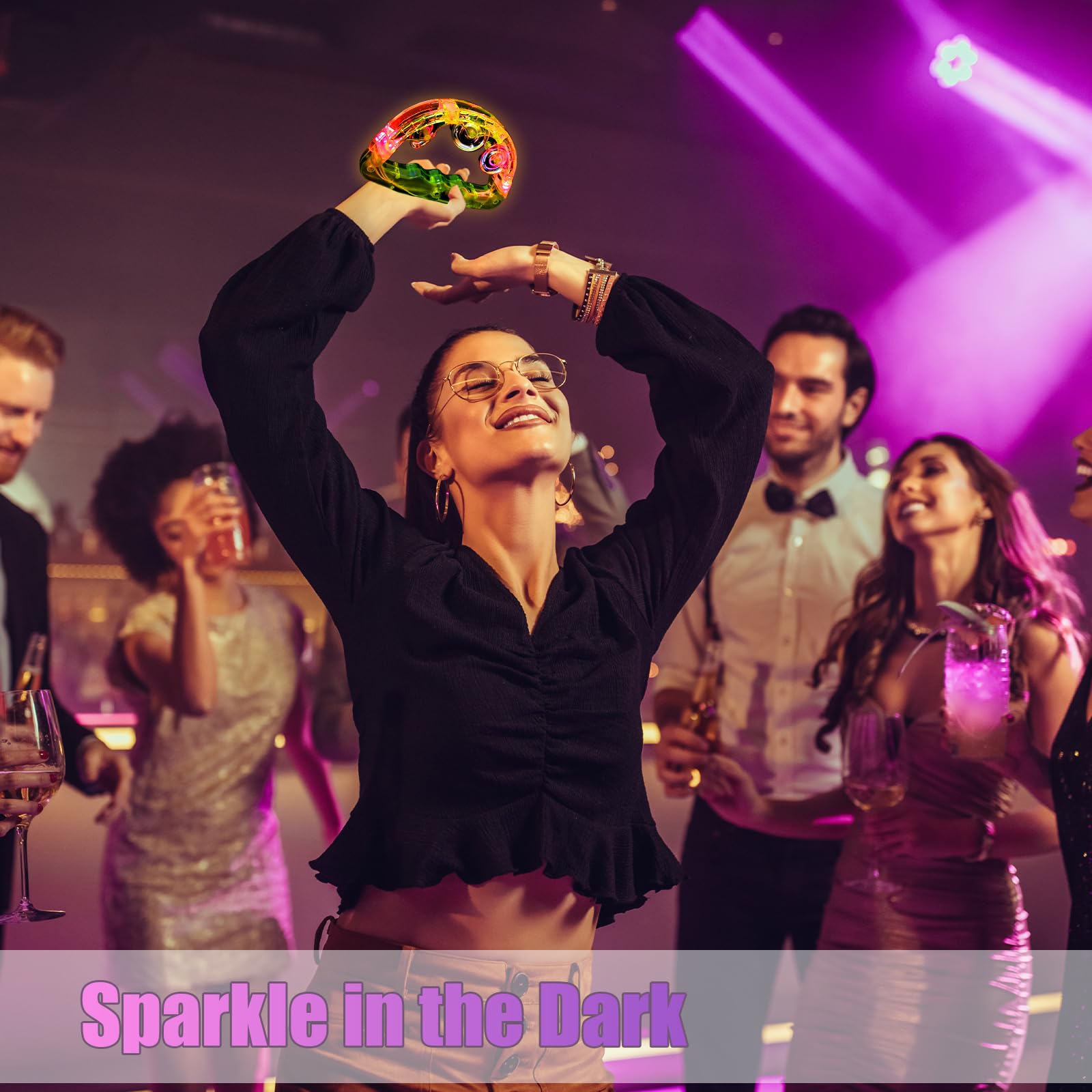 LED-Leucht-Tamburine, 32 Stück, mit Musik, blinkendes Handinstrument, leuchtet im Dunkeln, Partyzubehör für Hochzeit, Erwachsene, Teenager, Partyzubehör