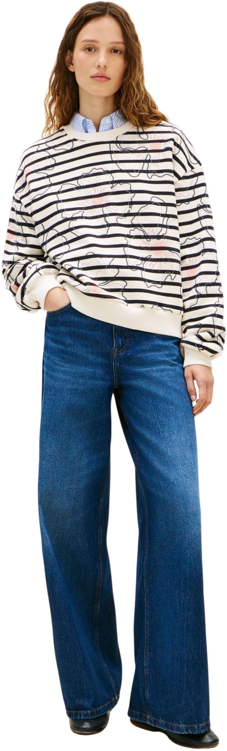 Tommy Hilfiger Flower Graphic Sweatshirt Ww0ww49627 Sudadera sin Botones Mujer (Pack de 1)