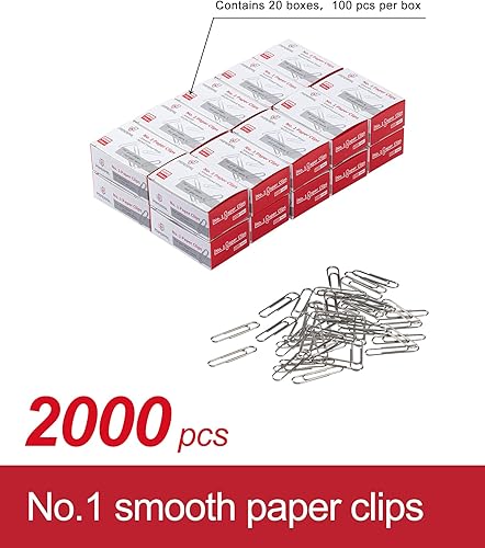 Miniatura 3 de PAPERPAL Clips de papel lisos #1, 2000 clips de papel medianos (20 cajas de 100 cada una), clips a granel para oficina, escuela y uso personal,