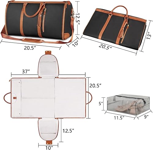 Miniatura 4 de Ytonet Bolsa de lona para ropa, bolsas convertibles para ropa de viaje para mujeres, bolsas de viaje resistentes al agua con bolsa para zapatos,