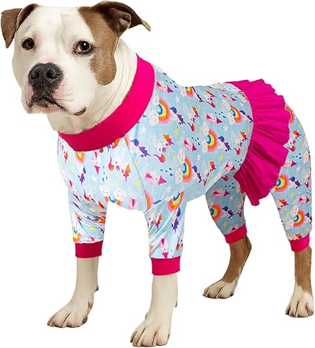 Miniatura 14 de LovinPet Pijamas para Perros Grandes para Perras - Protección UV, Camisa de Recuperación Post Cirugía, Tela Elástica de Punto Ligero, Estampado
