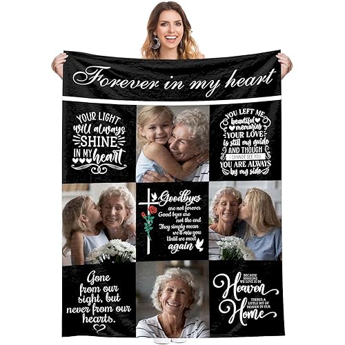 M YESCUSTOM Custom Memorial Blanket with Photo for Loss of Loved One Personalized Picture Blankets for Mom Dad Grandma Grandpa Loss of Dog Memory Sympathy Remembrance Gift Wing