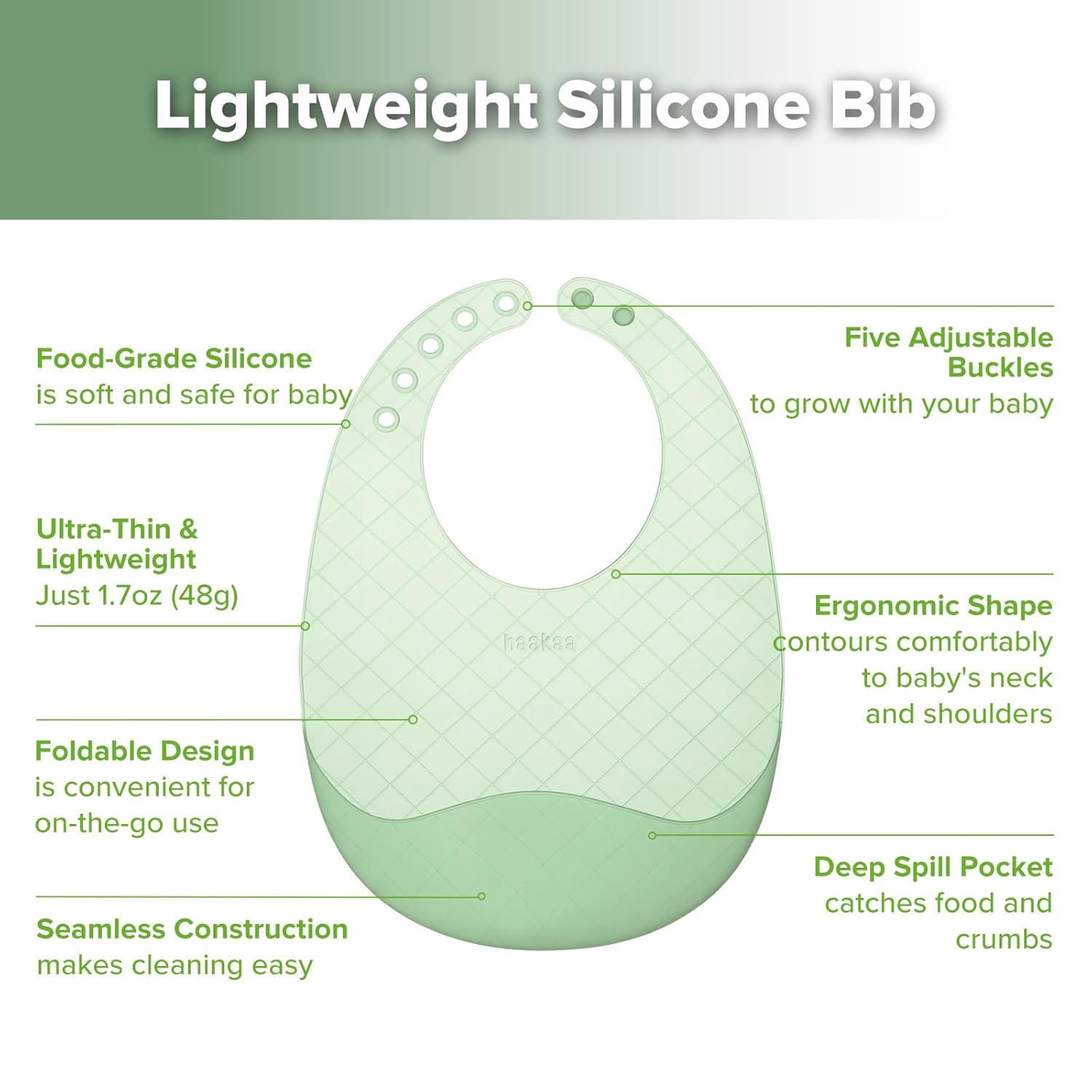 Haakaa Yummy Pouch&Lightweight Silicone Pocket Bib,Reusable Baby Food Pouch, Baby Food Storage Kids Squeezable Pouch, Washable Freezer - Make Homemade Organic Food for Babies/Toddlers