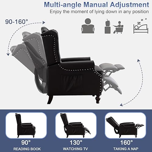 Miniatura 5 de SAMERY Silla reclinable con masaje y calefacción, moderna silla decorativa tapizada de tela, sofá individual, silla de club de lectura con respaldo