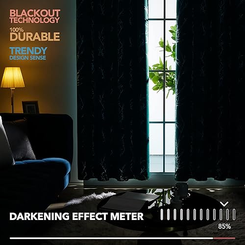 Miniatura 5 de Deconovo - Cortinas con ojales, de 63 de largo, con ramitas plateados y aislamiento térmico para habitación de niños y ventana de dormitorio, 42 de