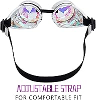 Vista 32 de Gafas caleidoscopio para raves trippy psicodélico steampunk con lentes de cristal de difracción de prisma arcoíris Negro