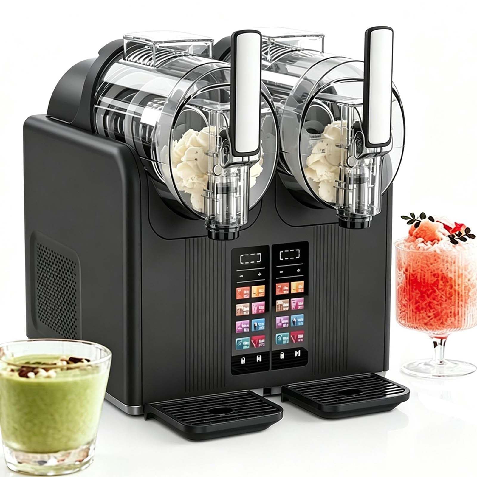 Maszyna Do Slushie O Mocy 380 W Z 7 Programami Automatycznymi Black | Wbudowany System Chłodzenia,Brak Konieczności Dodawania Dodatkowego Lodu,Samoczyszcząca Konstrukcja