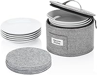 Vista 1 de China Storage Container for Saucer, Bowls, and Appetizer Plates - Fit dishes up to 6.5" W - Includes 12 Felt Dividers - Stackable with Hard Shell on
