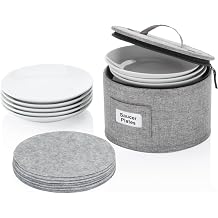 China Storage Container for Saucer, Bowls, and Appetizer Plates - Fit dishes up to 6.5" W - Includes 12 Felt Dividers - Stackable with Hard Shell on all sides and Interior Quilted Padding