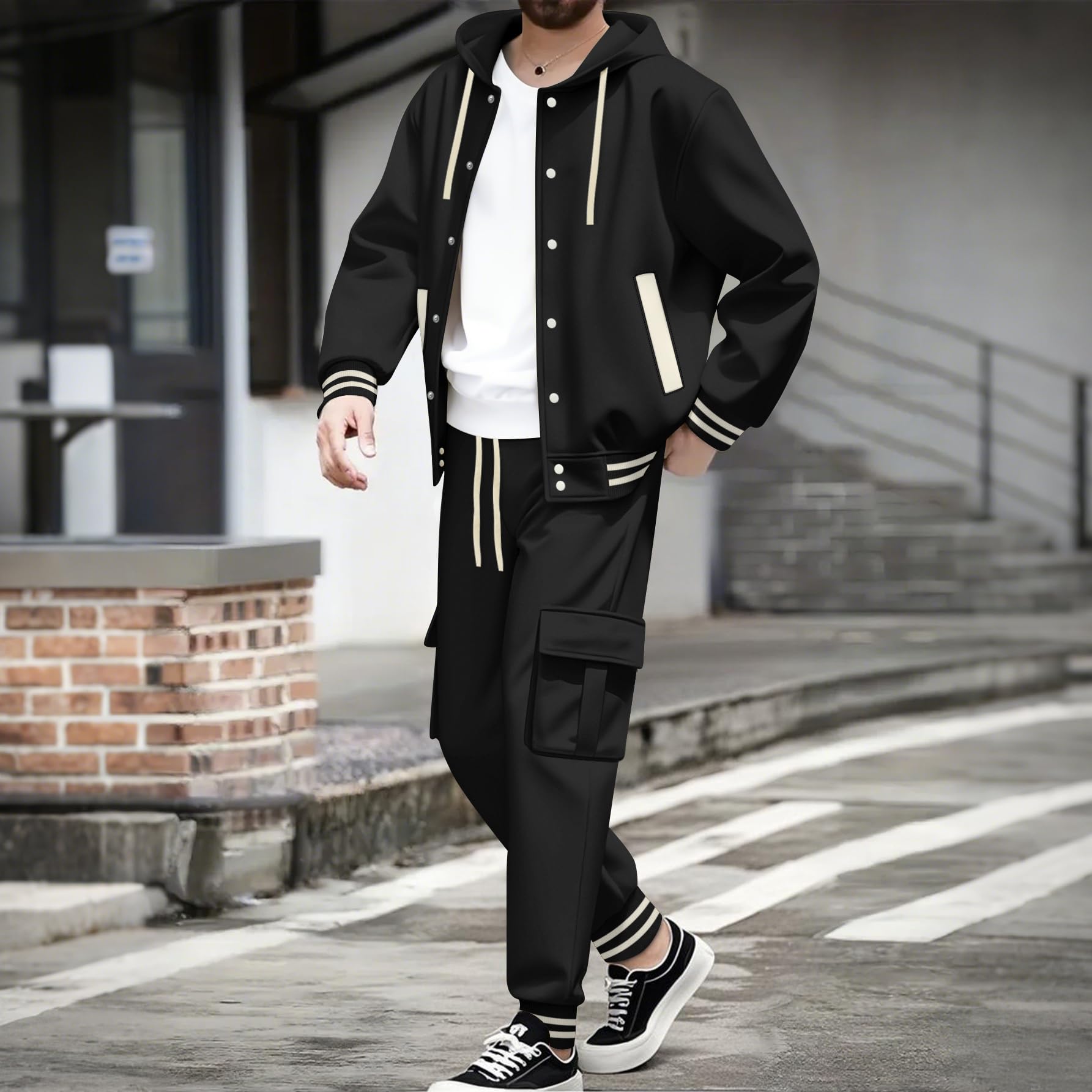 Conjunto de Chándal para Hombre Traje de Jogging Chaqueta y Pantalones Ropa Deportiva Actividades al Aire Libre