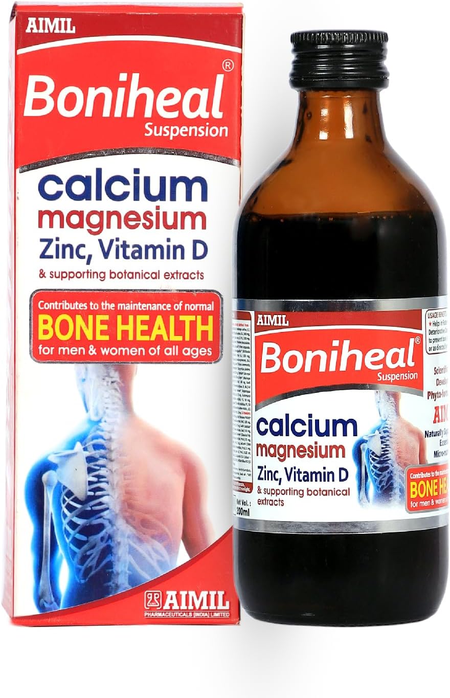 AIMIL Boniheal Syrup - 200ml | Ayurvedic Syrup for Good Bone Health | Calcium, Vitamin D, Magnesium, Zinc, Herbs and more