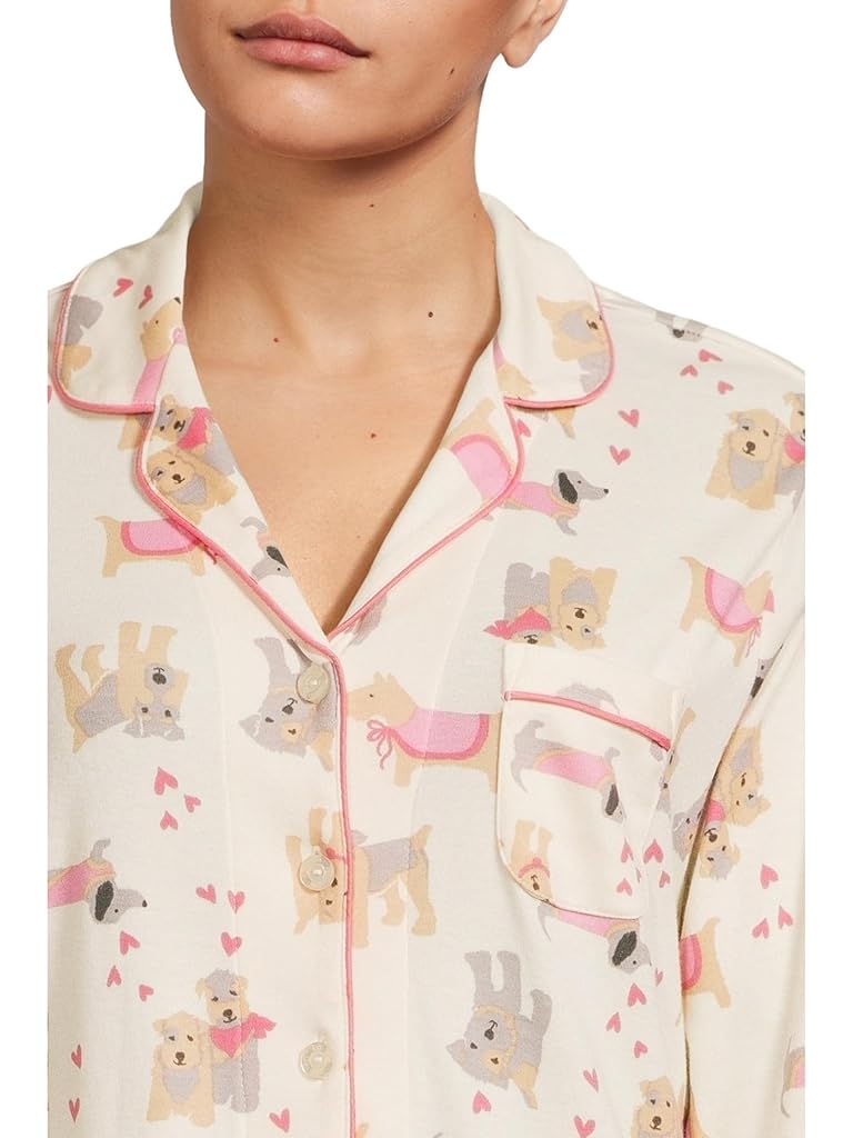 White Karen Neuburger Novelty Long Sleeve Girlfriend Pajama Set