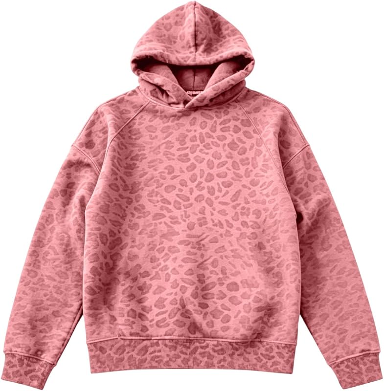 N/A Loinjsnktng Leopard Print Hoodies Women Oversized – Relaxed drop shoulder collar