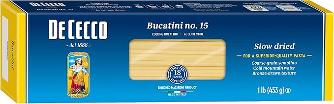 De Cecco Semolina Pasta, Bucatini No.15, 1 Pound (Pack of 5)