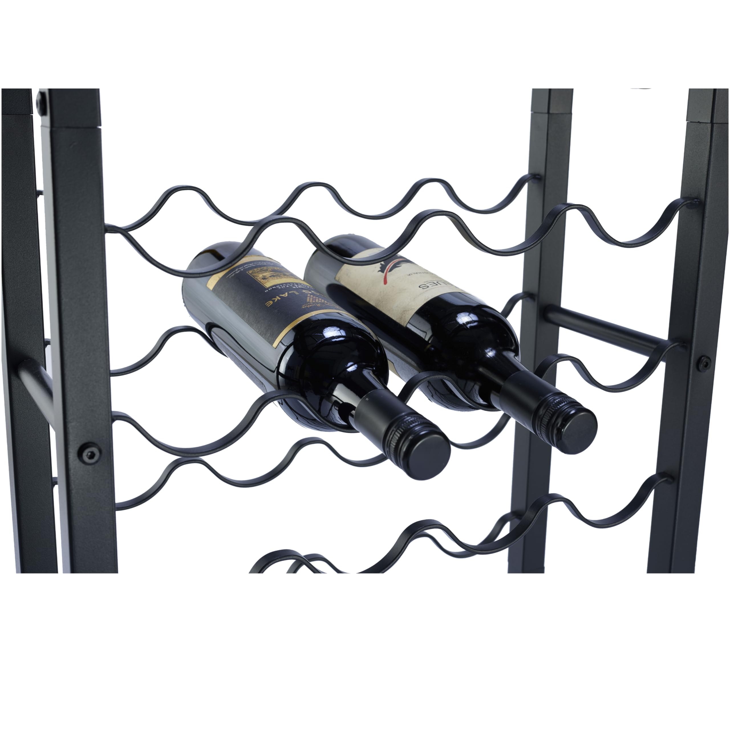 Casier à vin - Armoire à vin - Porte-Bouteille de vin - Stockage de vin avec Tire-Bouchon Noir Revêtement en Poudre Métal Acier Porte-Bouteilles Style (45x20x80cm (32 Bouteilles))