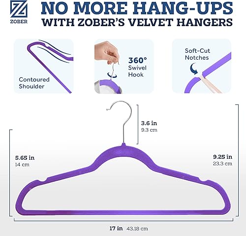 Vista 41 de Zober - Paquete de 50 perchas de terciopelo marfil para abrigos, pantalones y ropa de vestir; perchas de fieltro fuertes y antideslizantes con giro