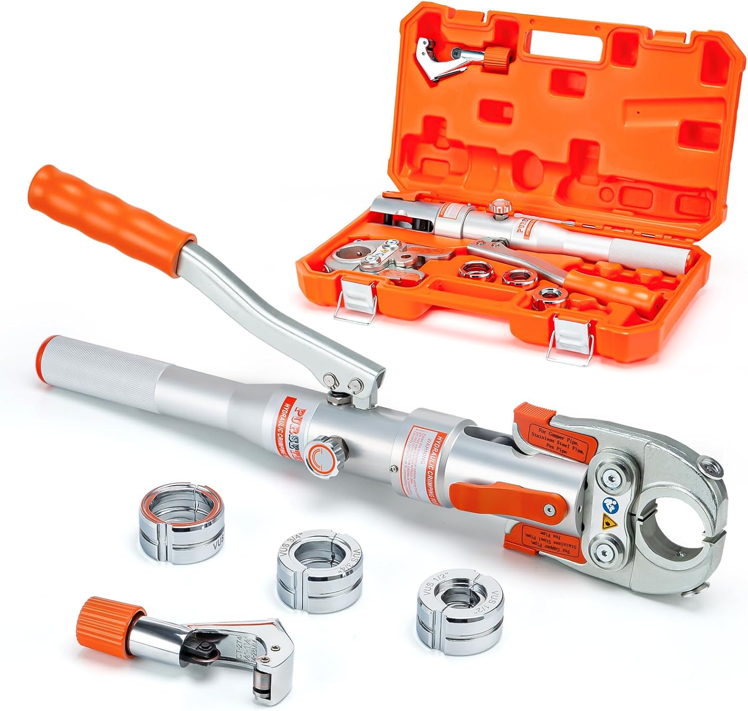Mini Battery Powered Pro Press Copper Crimper Tool with 3 Pro Press Jaws 1/2” 3/4“ 1”, Compact Pro Press Tool for Copper Pipe, Brushless Motor 18V Electric Press Tool with 2pcs Battery
