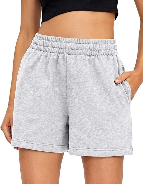 AUTOMET Women&#39;s Shorts Casual Summer Drawstring Comfy Elastic High Waist Running Shorts with Pockets