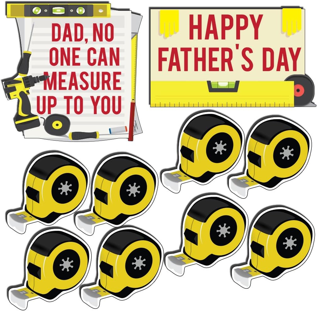 VictoryStore Yard Sign Outdoor Lawn Decorations: Father's Day Decorations, Dad, No One Can Measure Up to You Lawn Signs, Set of 10 with Stakes