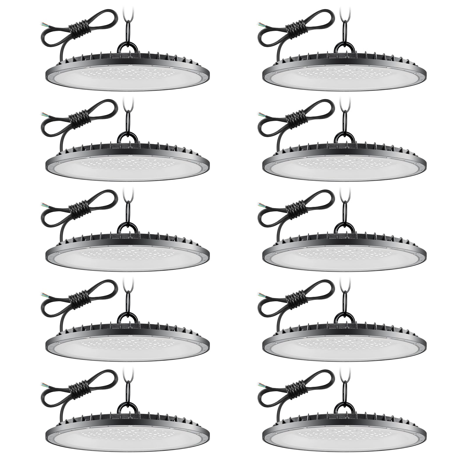 Bellanny 10 Pack 200W UFO LED High Bay Light, 20000LM 6500K Daylight White Workshop Lighting, IP65 Waterproof LED Warehouse Lighting with 50cm Chain for Garage Workshop Factory Shop