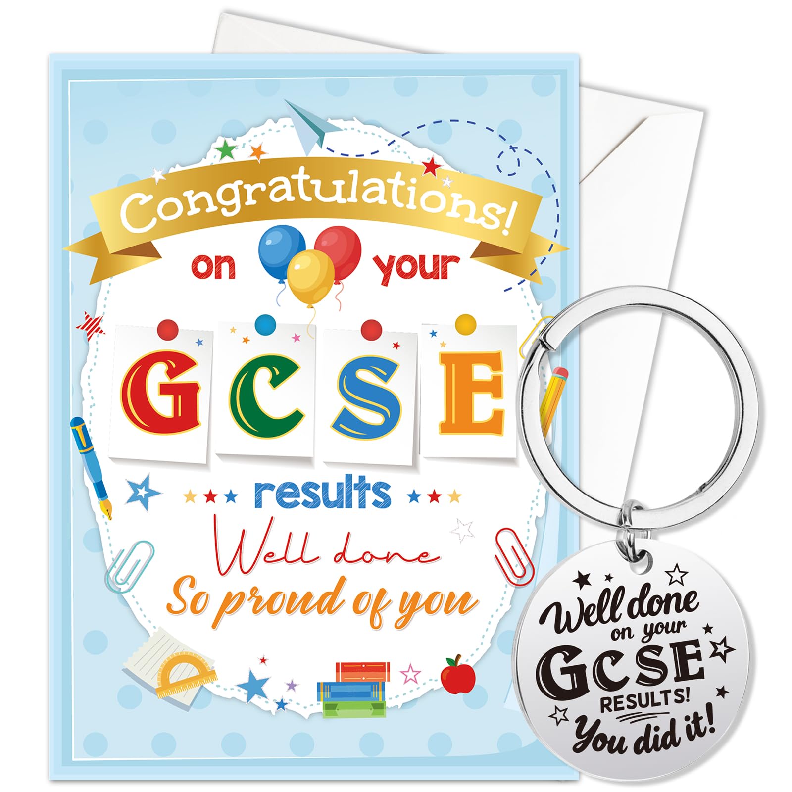 HOWAF GCSE Results Congratulation on your Exam Results Card & Keyring Set
