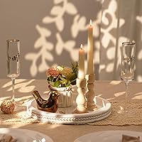 Vista 9 de Romadedi - Bandeja de madera rústica para decoración de mesa auxiliar, bandeja decorativa redonda de madera para decoración de mesa auxiliar