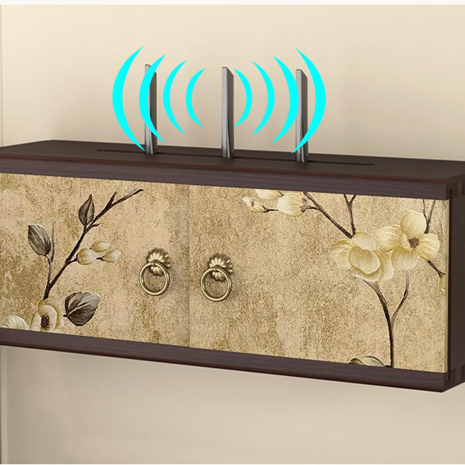 Router-Wandhalterung mit WLAN-Funktion, Medienschrank Aus Holz, Versteck for WLAN-Router, Medienschrank for Schlafzimmer Und Wohnzimmer(Brown,60cm/24in)