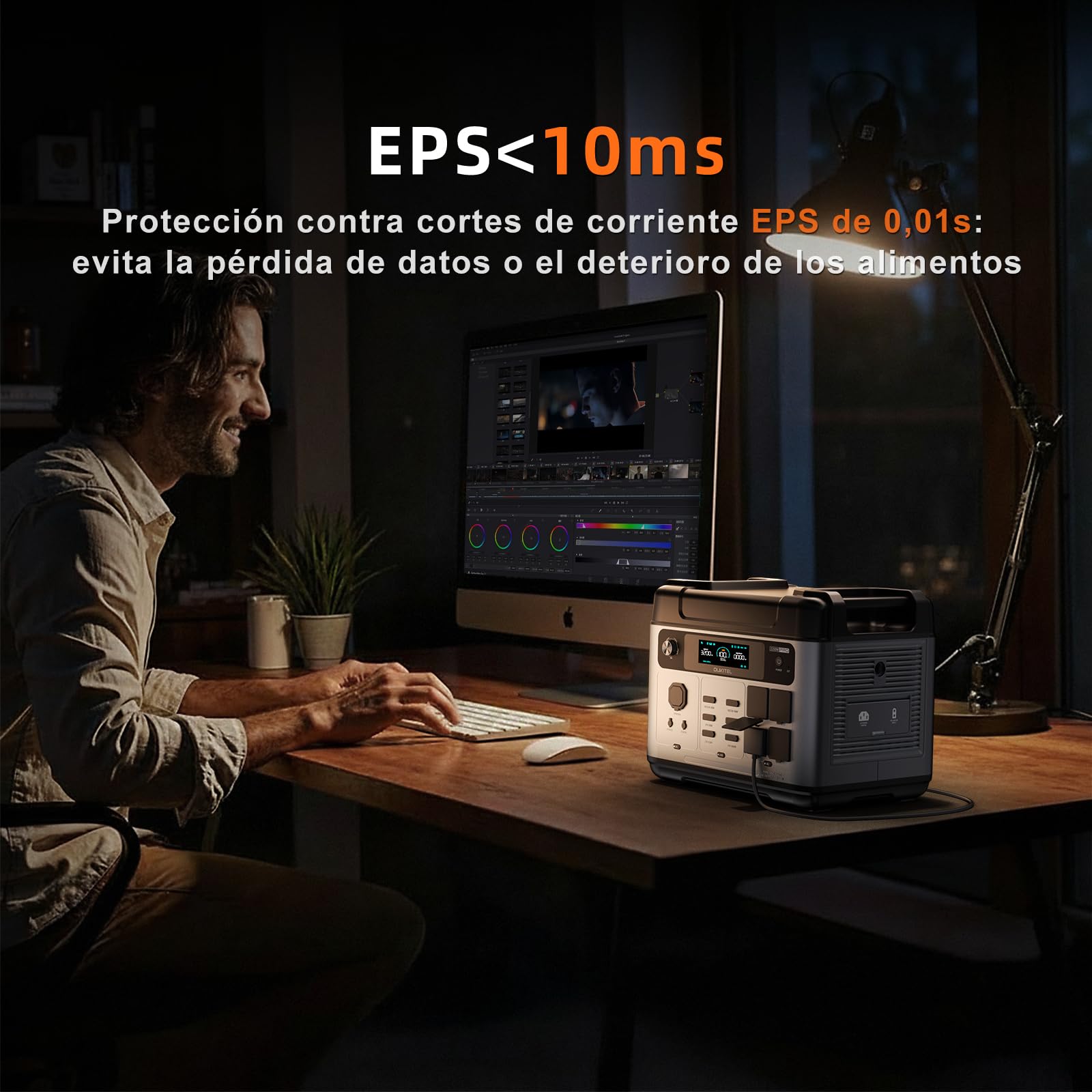 OUKITEL Estacion de Energia Portatil 3200W (Pico 6400W) Generador Solar | con Panel de 100W, Batería LiFePO4 de 2048Wh, 4 Tomas de CA, Carga Rápida 1,2h, Power Station para Camping, Hogar,SAI Backup