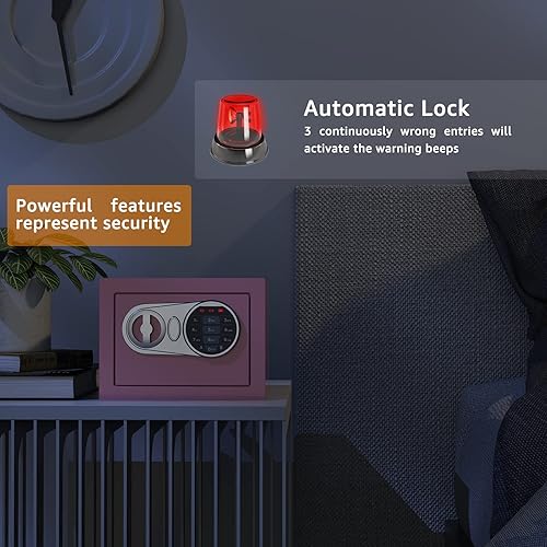 Miniatura 6 de GOLDENKEY Caja fuerte y de bloqueo teclado electrónico digital de seguridad mini cajas fuertes pequeñas con caja de seguridad negra para uso en casa