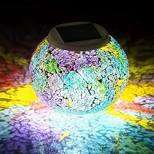 Solar Ball LED Garden Lights, Waterproof Color Changing Mosaic Glass Jar Rechargeable Solar Outdoor Night Lights Table Lamps for Christmas Home Party Decorations,Ideal Gifts Star