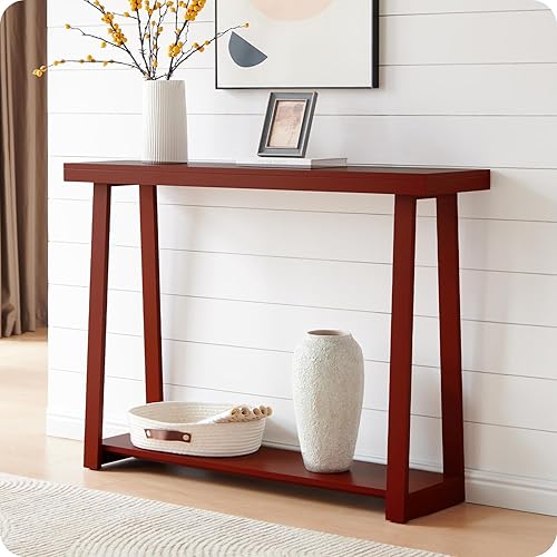 Vista 15 de Kings Brand Furniture Emma Mesa consola estrecha con estante inferior perfecta para mesa de sofá, mesa de entrada para pasillo, detrás del sofá