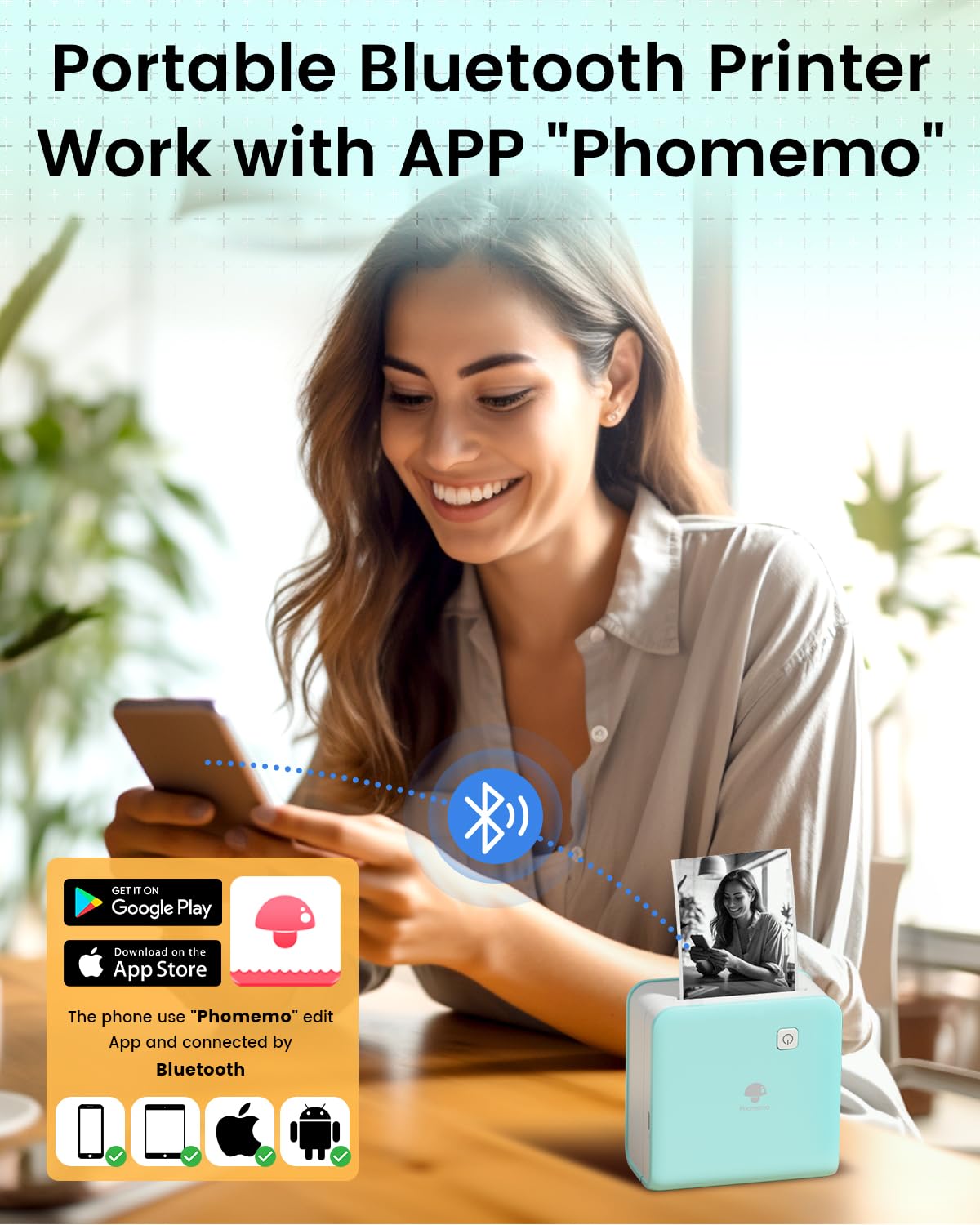Phomemo M02 Pro Imprimante Portable Thermique 300 DPI Bluetooth Vert