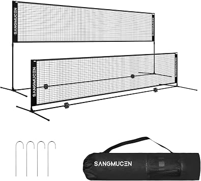 Gr8 Home Badminton Net Set Outdoor Height Adjustable Post Frame Stand Portable Garden Backyard with Carry Bag for Pickleball Tennis Badminton Volleyball