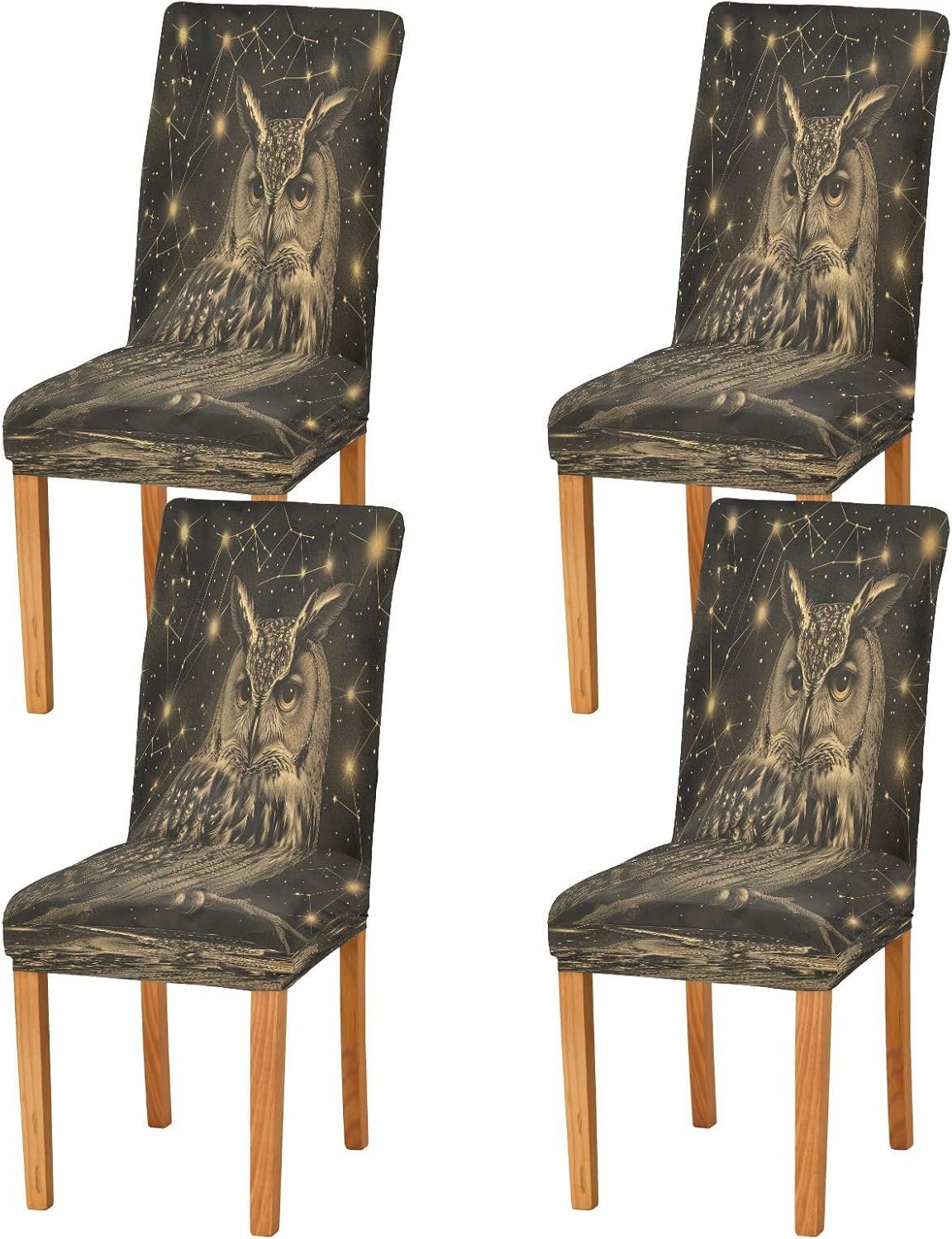 ALAZA Stretch Chair Cover Slipcover, Starry Owl Gloden Super Soft Slipcover Machine Washable for Living Room, Wedding, Banquet