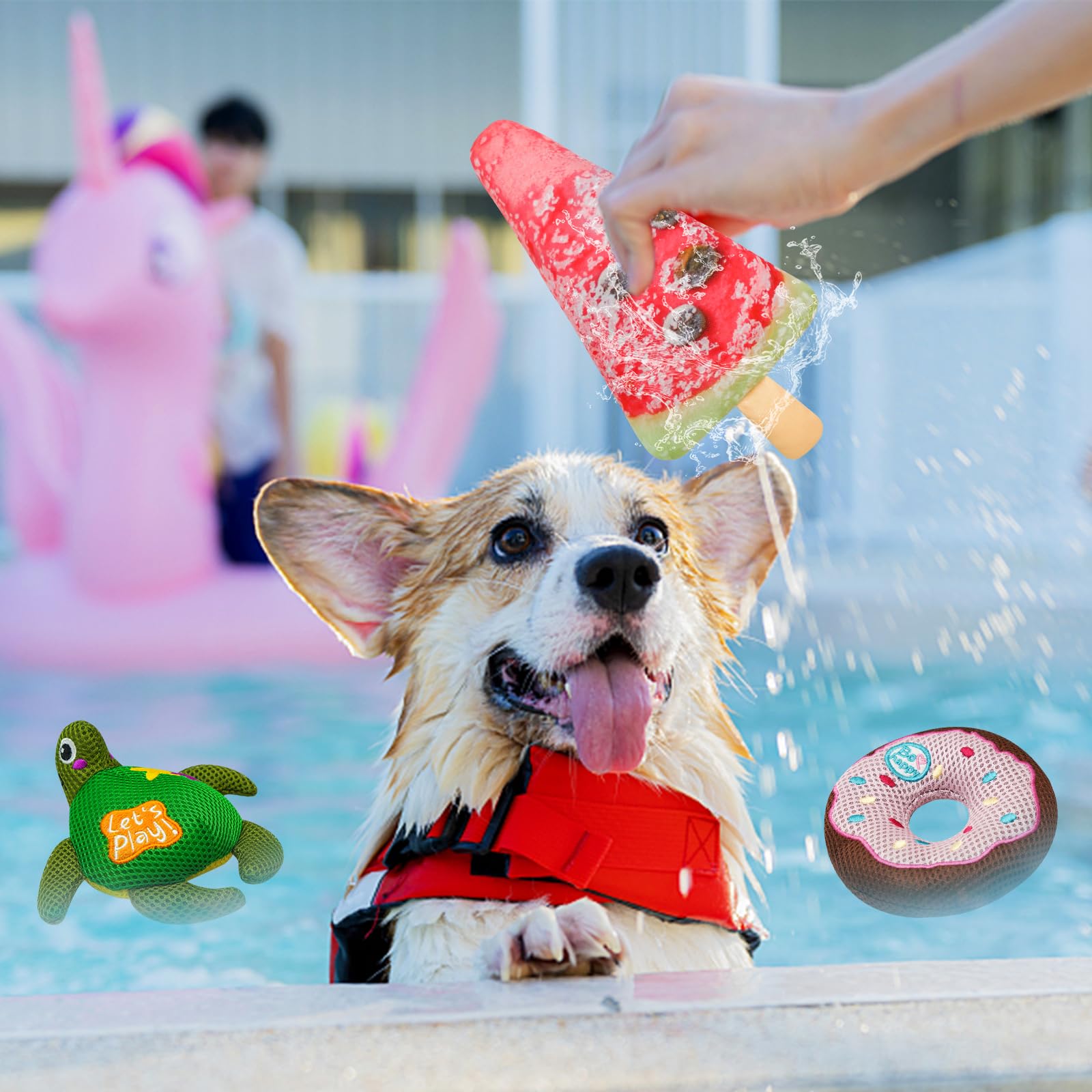Crinkle Dog Toys, Floating Dog Toys with Mesh for Cleaning Teeth, Watermelon Dog Gifts for Small and Medium Dogs