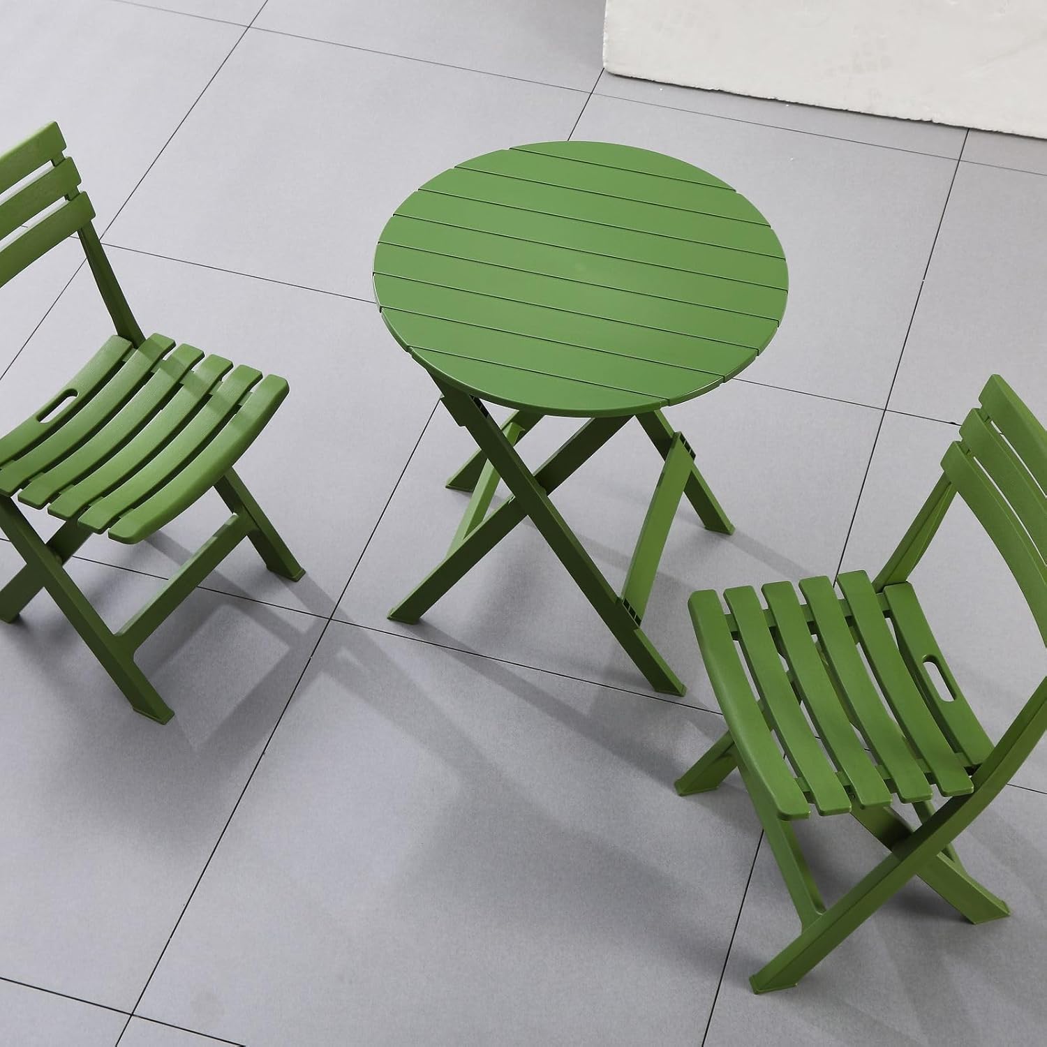 3-Piece Folding Living Room Set, Indoor Folding Table & Chair Set with Footrest, Space-Saving Furniture for Apartments, Small Spaces, Home Office & Lounge, Green