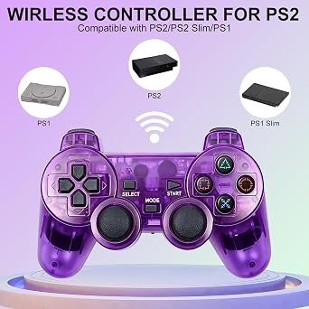 PS2 Controller,2 Packs Wireless Controller Compatible with PS2/PS2 Slim/PS1