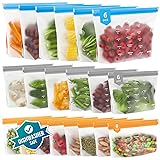 IDEATECH Reusable 20 Pack Freezer Silicone Bags Large Food Storage Stand Pouches BPA Free Fridge Dishwasher Safe for Cooking Sandwich Batch 6 Gallon + 6 Sandwich + 8 Snack Resealable Bags