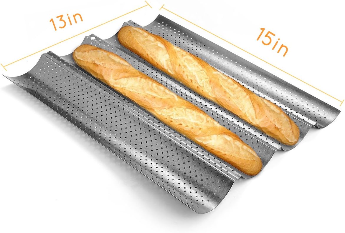 Naisi Cake Tin for French Bread Baguettes Metal Silver