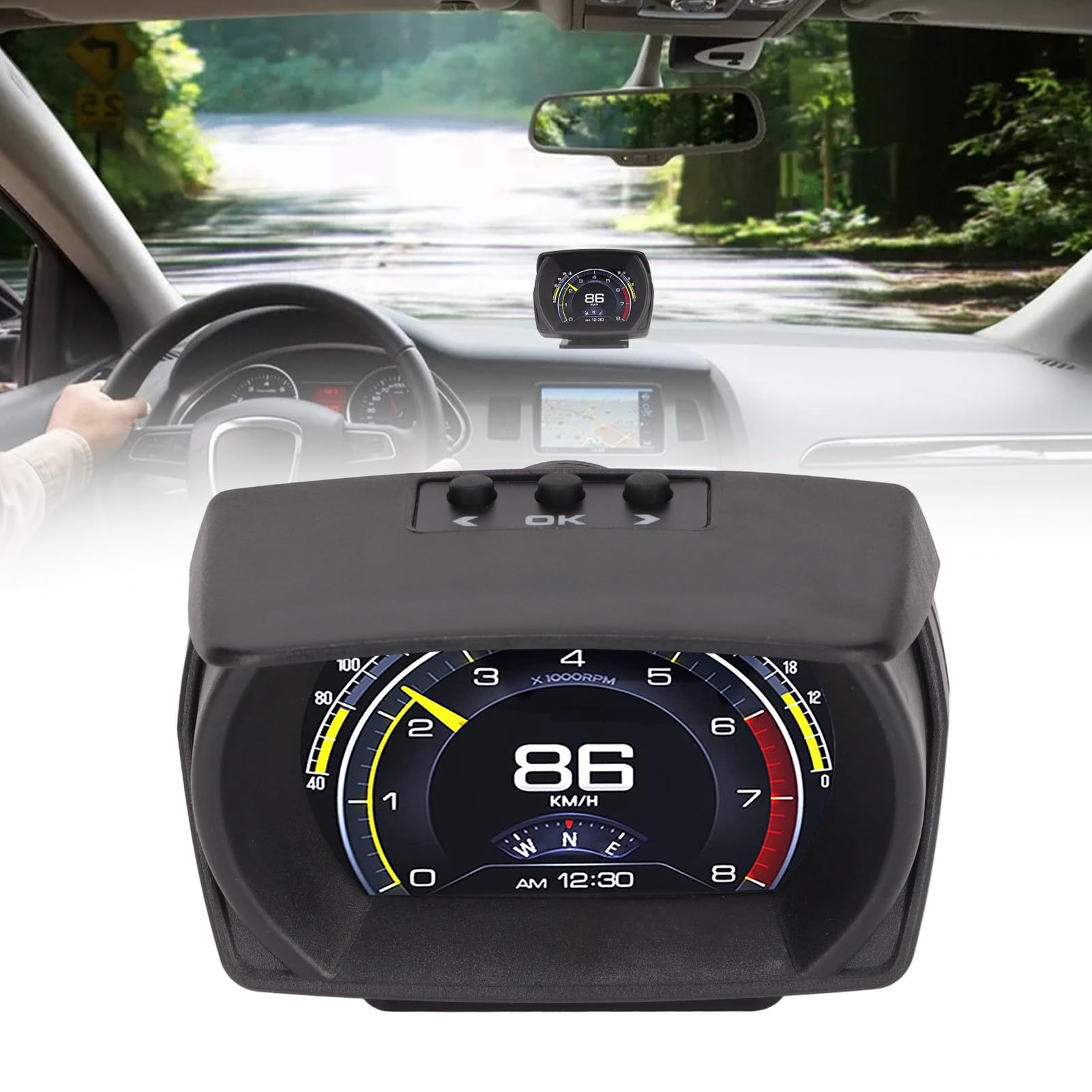 Wyświetlacz Samochodowy HUD Head Up, Wielofunkcyjny Inteligentny Miernik OBD2, Inteligentny Wskaźnik OBD + GPS Samochód Cyfrowy Prędkościomierz do Samochodu z Interfejsem OBD II