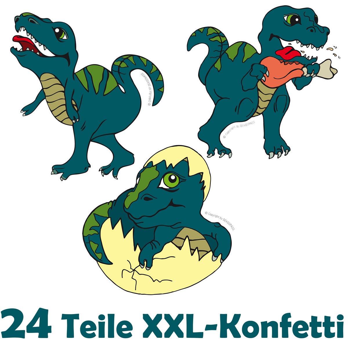 XXL-Großkonfetti Dinosaurier & T-REX – 24 Teile, Bis 6 Cm Groß, Für Mottoparty & Kindergeburtstag