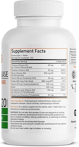 Miniatura 8 de Laboratorios Bronson complejo de súper vitamina B de liberación lenta sostenida vitamina B2 B3 B6 B9 ácido fólico B12 No Model 1