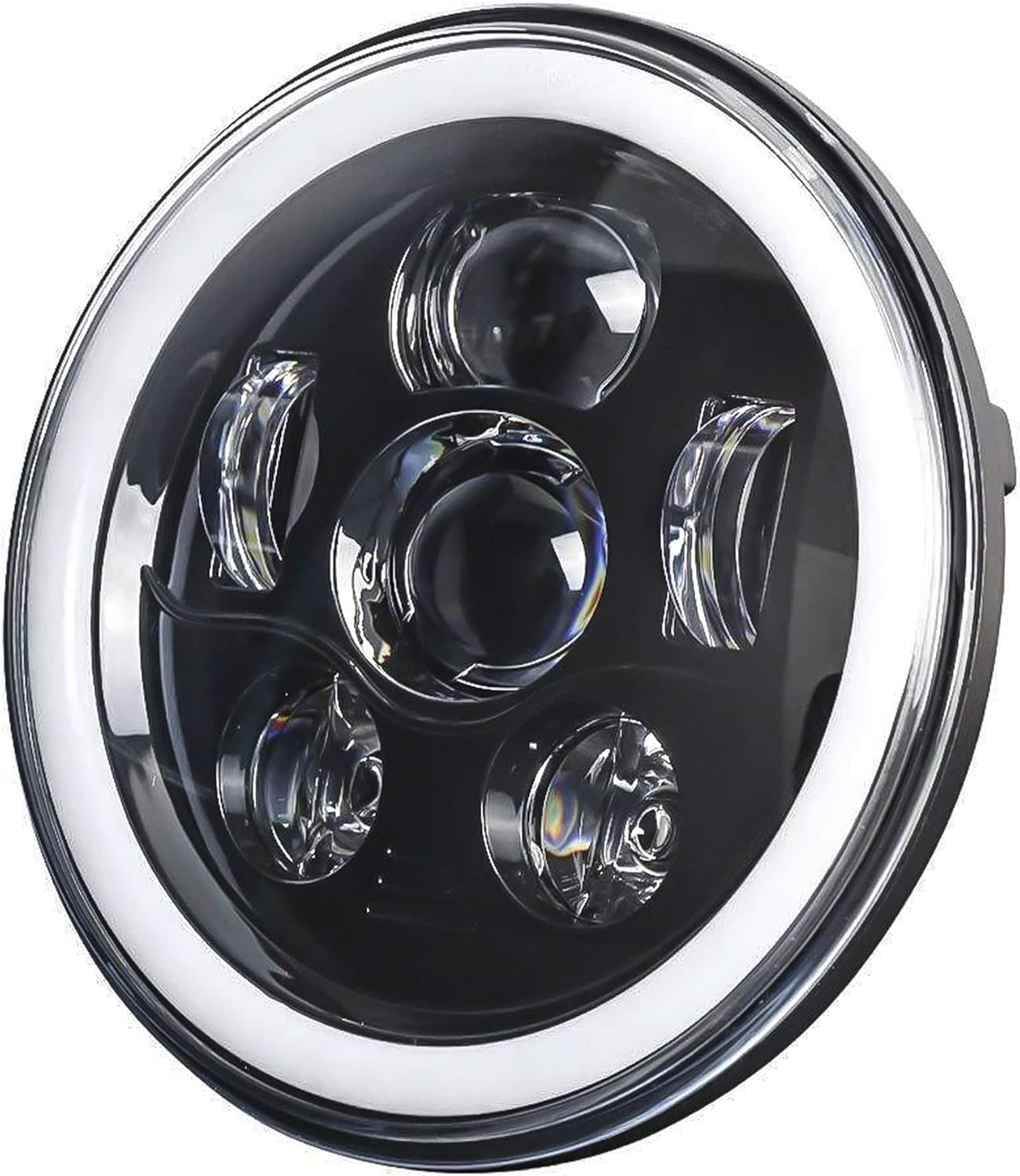 Eagle Lights 8700BG3HP-899 7" LED Headlight Kit with White Halo Ring for Harley-Davidson® Motorcycles - Generation III/Black Halo Kit/Add Dual Bulb Adapter Harness (899)