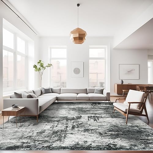 Miniatura 105 de RUUGME - Alfombra lavable abstracta de 4 x 6: alfombras de área para sala de estar con respaldo antideslizante, alfombra neutra resistente a