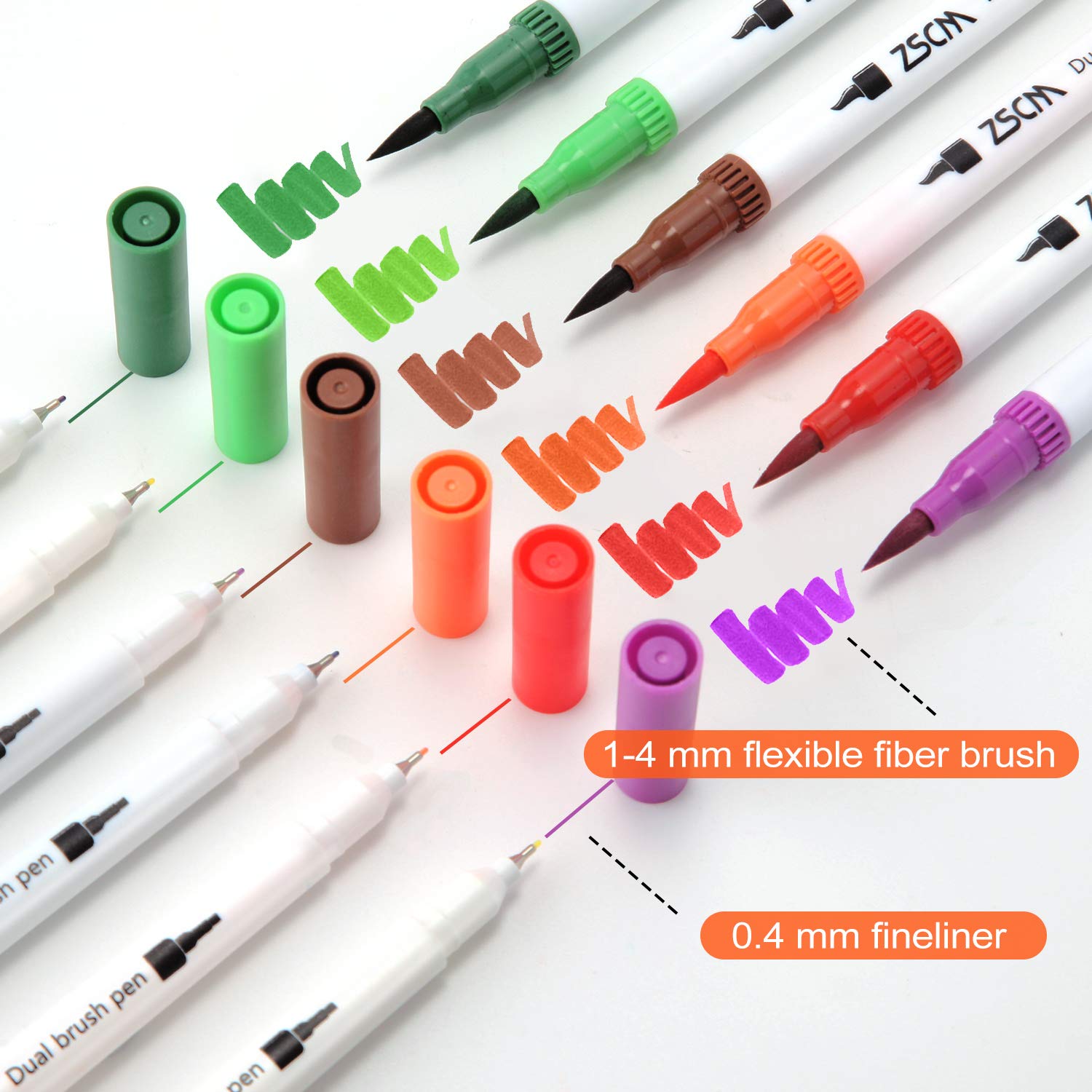 ZSCM Art Markers Coloring Dual Brush Pens , 60 Colors Fine& Brush Tip